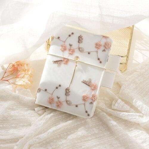 Petal pattern embroidery Notebook Ins style Bandage Tassel decoration A6 Grid Blank line pages diary Girl Exquisite Notepad Gift