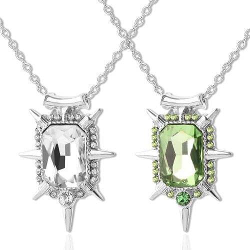 Big green white crystal Pendant necklace for women men beautiful 2 colors Zirconia link chain necklaces choker Gifts jewelry