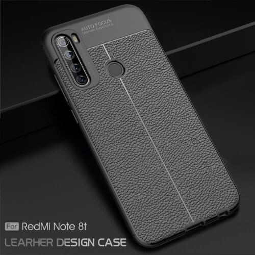 Redmi Note 8T Case Drop-Proof Hybrid Armor Case Leather Texture Soft Silicone TPU Cover Case for Xiaomi Redmi Note 8T Note8T