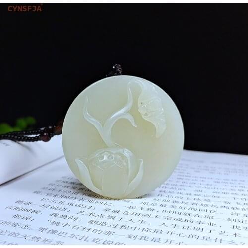 CYNSFJA Real Certified Natural Hetian Jade Nephrite Mens Lucky Amulet Jade Pendant Necklace Hand Carved High Quality Best Gifts