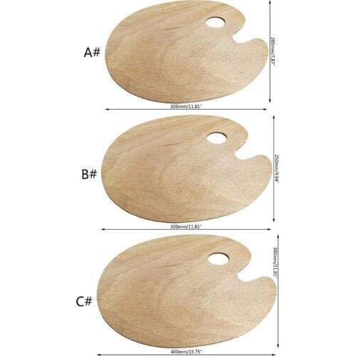Wooden Artists Palette with Thumb Hole Oil Acrylics Paint Palette Tray for Adult G8TA