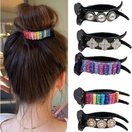 Elegant And Exquisite Pan Head Clamp Pearl Floral Hair Ing Head Gem Hairpin Decorative Hairpin Back Head Top Clip Hair