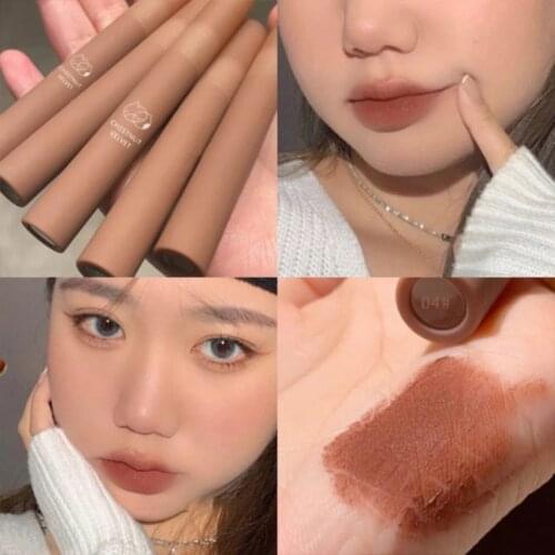 Chestnut Mud Soft Mist Lip Glaze Lip Gloss Lip Mud Lipstick Velvet Cloud Matte Matte Waterproof Long Lasting Lips Makeup TSLM1