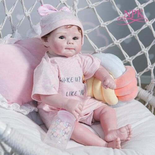 NPK Original Design 50CM Bebe Girl Doll Reborn Soft Body Cuddly Newborn Baby Size Lifelike Real Touch Flexible Silicone doll