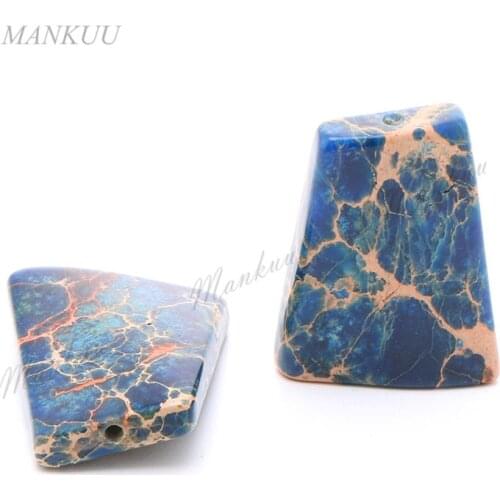 Mankuu Irregular Blue Jaspers Beads Dark Blue Sea Sediment Jaspers Slice Sheet Natural Stone Beads For Jewelry Making 20pcs/Lot