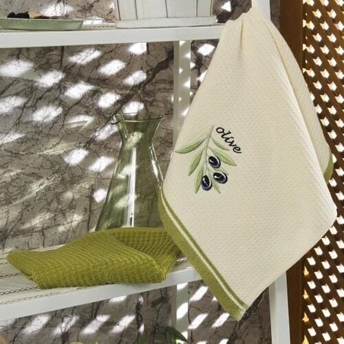 Maxstyle Cotton Kitchen Towel 4'lü Cream-Green 40 X60
