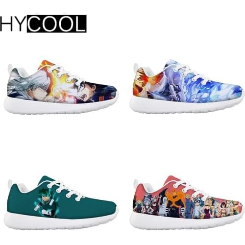 HYCOOL Fashion Kid Child Sport Shoes Cartoon Anime My Hero Academia 3D Printing Soft Leisure Trainers Basketball Enfant Boy Girl