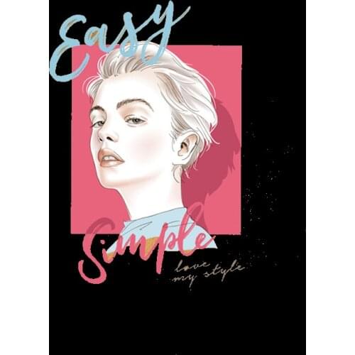 Fashion DIY Iron On Transfer Pink French elegant girl Patches For Clothes Iron Heat Transfer Vinyl Patch Sticker Applique Badge