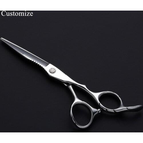 Customize logo japan steel 6 '' cut hair scissors set cutting barber makas haircut scissor Thinning shears hairdressing scissors
