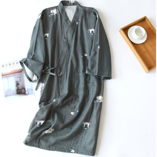 New Cartoon Women Pajamas Robe Kimono Spa Dress Japanese Summer 100% Cotton Gauze Pajamas Nightgown Ladies Homewear Pajamas