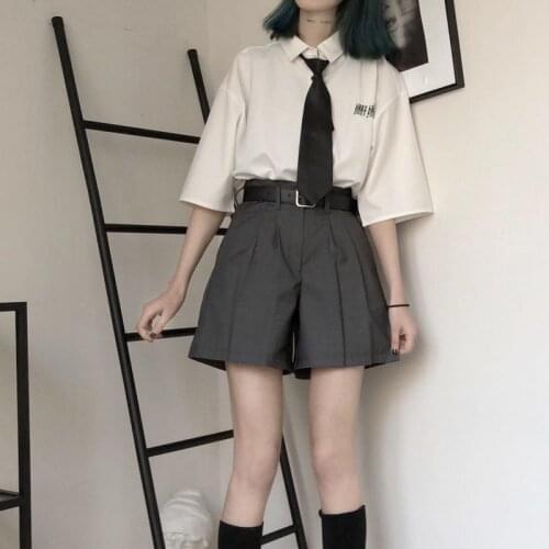 NiceMix clothes half-sleeved shirt tops and pant clothes 2 piece set women tracksuit preppy loose summer two pieces set