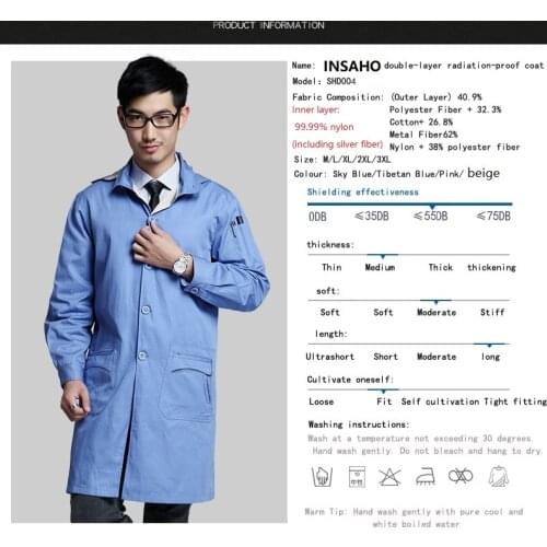 Genuine INSAHO Double layer EMF radiation shielding overalls, for people in places with strong electromagnetic radiation.SHD004