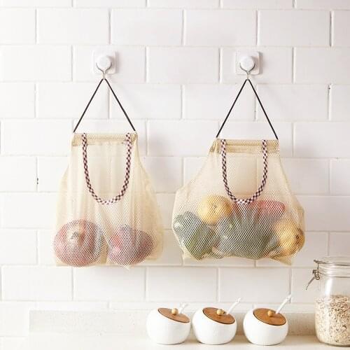 Fruit Vegetable Garlic Onion Hanging Storage Bag Breathable Reusable Mesh Bags makeup storage Organizer Home Kitchen Accessories
