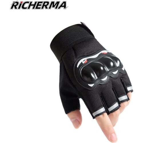 Fingerless Motorcycle Gloves Hard Knuckle Women Men Mesh Protective Tactical Military Moto Riding Racing Motorbike Car Working