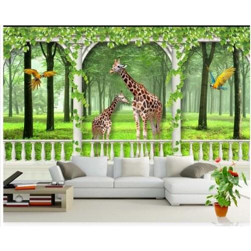 Custom 3d photo wallpaper 3d wall murals wallpaper The giraffe 3 d TV setting wall paper 3d living room wallpaper home decor