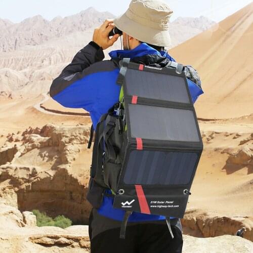 PowerGreen Solar Mobile Charger 21 Watts Foldable Solar Panel Power Bank External Battery for Xiaomi for LG Phones (Red)