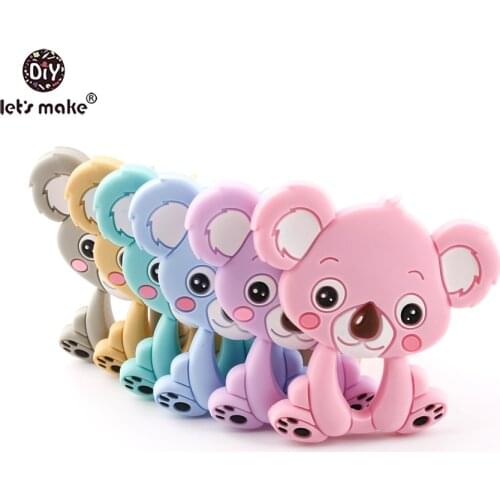 Lets Make Baby Teether Koala 10pc Food Grade Silicone Teether Accessories Baby Crib Toy DIY Nursing Teething Necklace Pendants