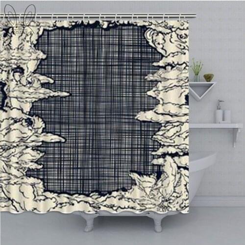 Retro Stripe Bathroom Curtain Ethnic Geometry Waterproof Shower Curtain Polyester Fabric Bathing Cover Shower Curtain Sets