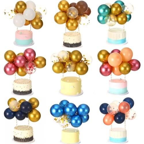 10pcs 5 Inch Metal Balloon Cake Topper Confetti Balloons Arch Toppers Kids Birthday Party Baby Shower Wedding Cake Decorations