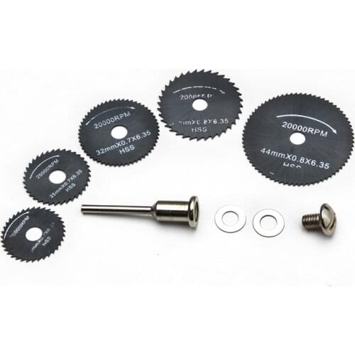 ZENHOSIT 6PCS Black HSS Rotary Tool Circular Saw Blade 22-50mm Wood Cutting Disc Drill Rotary Tool For Metal Cutter Power Tools