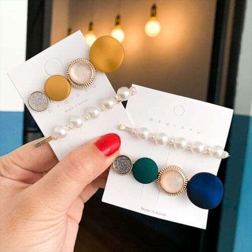 Korean Geometric Hair Clips for Women Fashion Macaron Color Hairpins Hair Accessories Pearl Hair Barrettes Headwear Jewelry