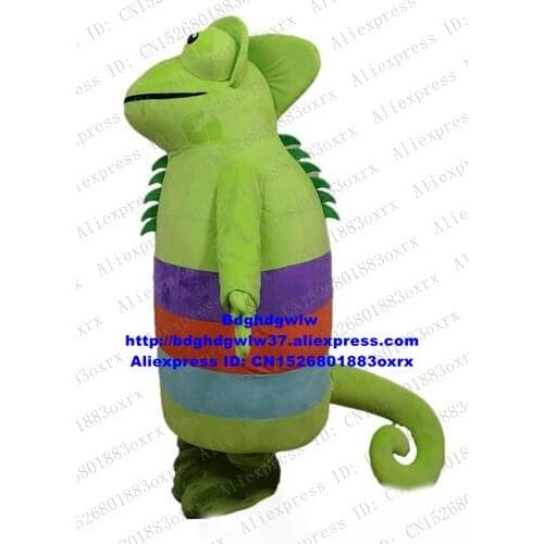 Green Chameleon Anole Coloretto AnSeries Lizard Lacertid Mascot Costume Adult Character Sports Events Holiday Party zx1289