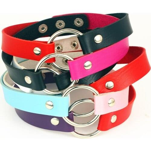 Women Punk Gothic PU Leather Choker Chain Round Buckle Collar Necklace Fashion Party Jewelry Neck Accessories