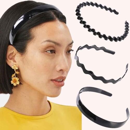 Haimeikang New Black Bezel Hair Hoop Women Fashion Hairband Hairbands Girls Elastic Headband Hair Accessories Female Headwear