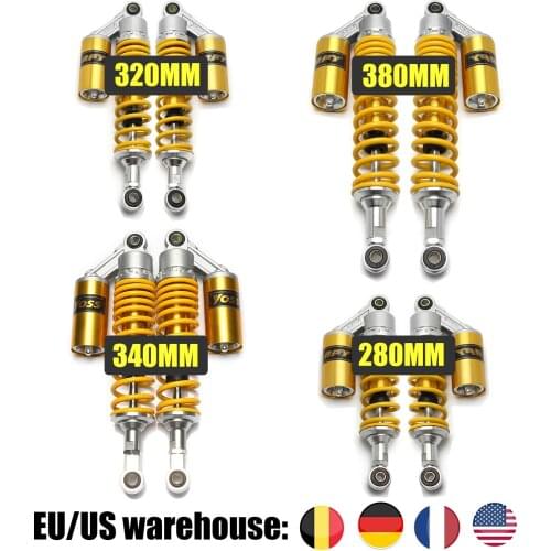 1 pair Spring 8mm 380mm 15" Motorcycle Rear Air Shock Absorbers Gas Suspension Yellow Motorbike Shock Absorbers D30