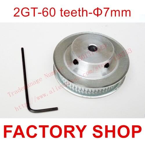 1pcs 60 teeth Bore 7mm GT2 Timing Pulley fit width 6mm of 2GT Belt 3D Free shipping