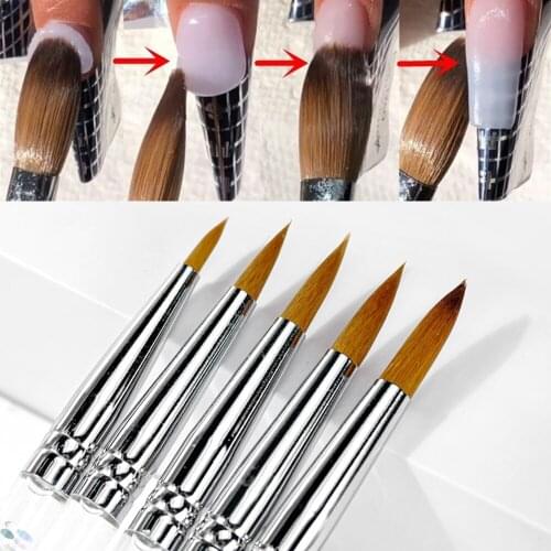 1 pc Nail Art Brush Tools Set Crystal Handle Acrylic UV Gel Carving Glitter Pen Gradient Manicure DIY Nail Art Tool