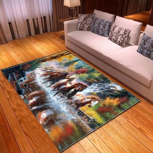 10 Thousand Horse Pantum 3D-printed Carpet Living Room Bedroom Area Rug Corridor Door Mat Wolf Bathroom Kitchen Mat Tapis