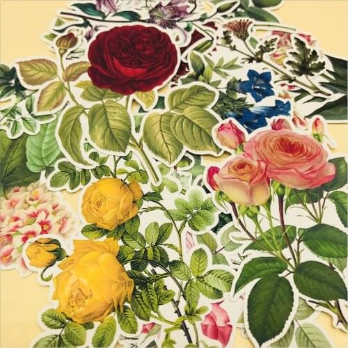 16PCS Vintage plant stickers large size beautiful flower series DIY scrapbooking journal album happy planner decorative stickers