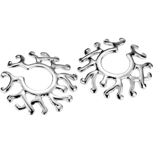 2pcs Stainless Steel Fake Clip On Non Piercing Nipplering Shield Floral Flowers