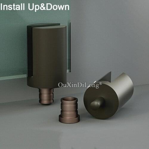 4PCS Black/Chrome Glass Pivot Hinge Rotation Axis Brass Wine Cabinet Door Rotating Hinges Clamp Clip Shaft Hidden Hinges GF576