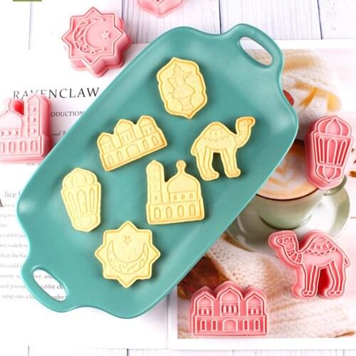 6Pcs Plastic 3D Cartoon Pressable Biscuit Mold Dinosaur Shape Cookie Cutters Cookie Stamp Kitchen Baking Pastry Bakeware
