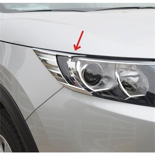 CAR HEAD LIGHTS EYEBROW COVER DECAL STICKERS EXTERIOR CHROME MOULDING FOR 2016-2019 NISSAN QASHQAI J11 ACCESSORIES