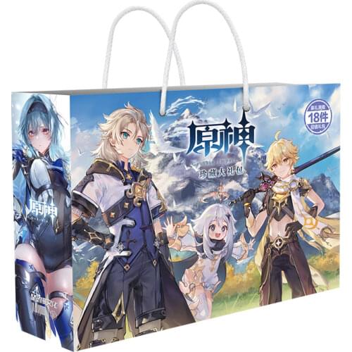 Big Set Genshin Impact Lucky Gift Bag Collection Bag Toy Include Postcard Poster Badge Stickers Bookmark Gift Accessories