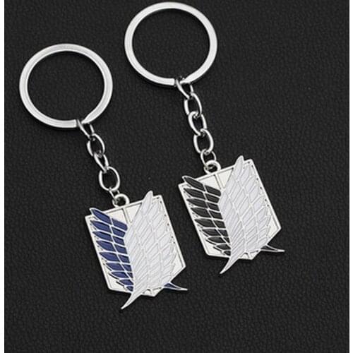 Anime Attack on Titan Keychain Shingeki No Kyojin Wings of Liberty Pendant Accessories Cartoon Keyring Holder Chain Ring Vintage