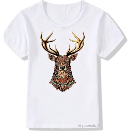 Children Clothing Boys Girls T-shirt Gorgeous Decoration Fox and Deer Pattern Girls T Shirt Summer Fashion New Shirt Kids Tops