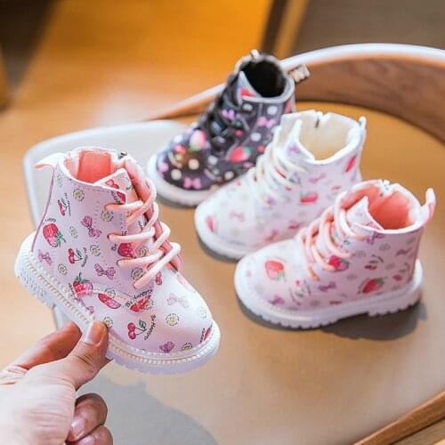 Kids Boots 2020 New Winter Girls Shoes Fashion Ankle Children Boots Non-slip Martin Boots for Girls Warm Shoes Size 21-30 E171
