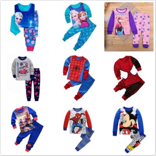 Children Pajamas Sets Boy Cartoon Cars Spiderman Frozen Anna Elsa Print Nightwear Girl Family Kid Clothes Sleepwear Baby Pyjamas