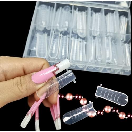 60 / 120Pcs Quick Building Nail Forms Finger Extension Poly Nail Gel Tips UV GEL Acrylic DIY Nail Decoration Coffin Art Mold