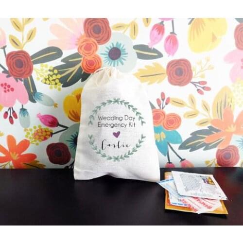 Personalized names wedding Wedding Day Emergency Bachelorette Party Hangover Kits birthday jewelry favor muslin gifts Bags