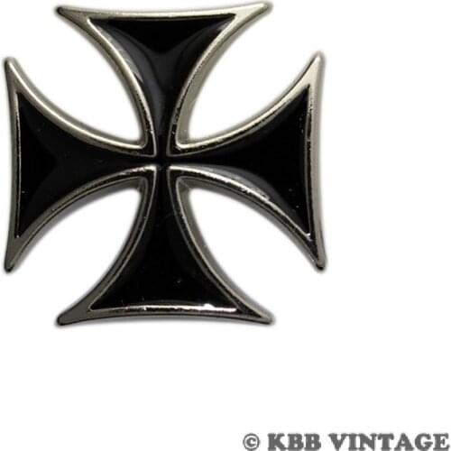 KB605) Wholesale 50pc Maltese Cross Button Screwback Button Leathercraft Black
