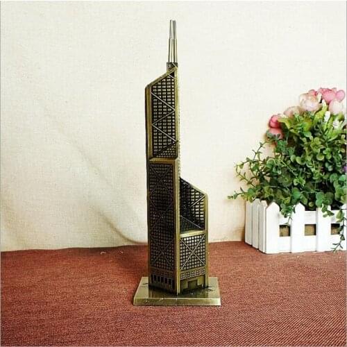Bank of China Tower Metal Crafts Decoration Retro Bronze Building Model 8*26.5CM Office Desktop Miniature Models Home Decor