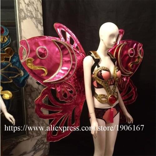 Chinese Wind Pisces Wings Clothes Secret Model Catwalk DS Costume Stage Dance Clothes Sexy Lady Evening Party Dress