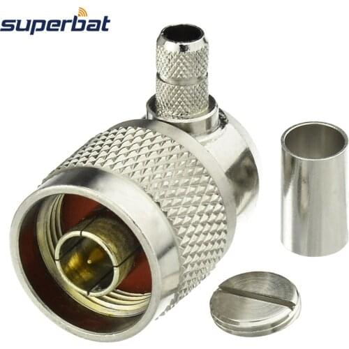 Superbat N Male Plug Right Angle Crimp RF Coaxial Connector for RG58 RG142 RG400 LMR195 Type Cable