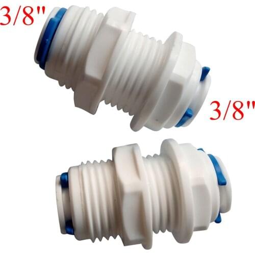 Pack of 2 3/8" OD Tube RO Water Straight Bulkhead Fittings Quick Connector RO Water System ROBU-3-3
