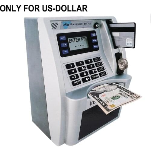 Giantree Simulation US ATM Saving Banks ATM Piggy Bank ATM Money Safe Boxes with LCD Screen Silver Kids gift money safe box